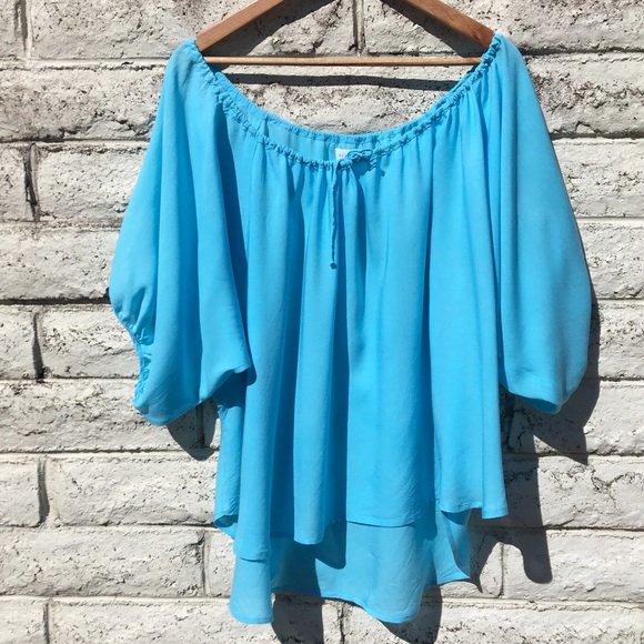 ⭐️Host Pick⭐️ Nigella Lola Short Peasant Top, Light Blue - One Size NWOT - Picture 5 of 16